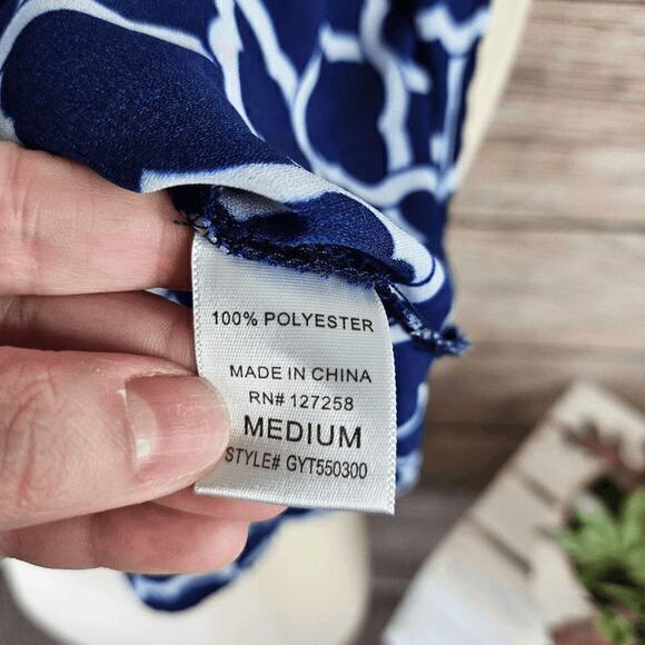 Emmelee Layered Navy White Jacquard Tank Top Size Medium - Picture 7 of 8